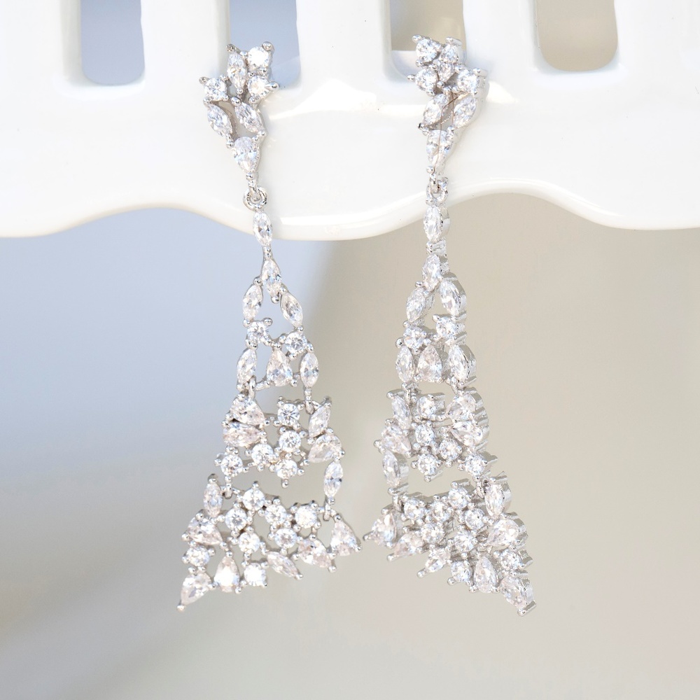 Silver cubic zirconia drop earrings